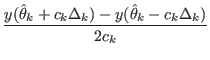$\displaystyle \frac{y(\hat{\theta}_k + c_k \Delta_k) -
y(\hat{\theta}_k - c_k \Delta_k)}{2 c_k}$